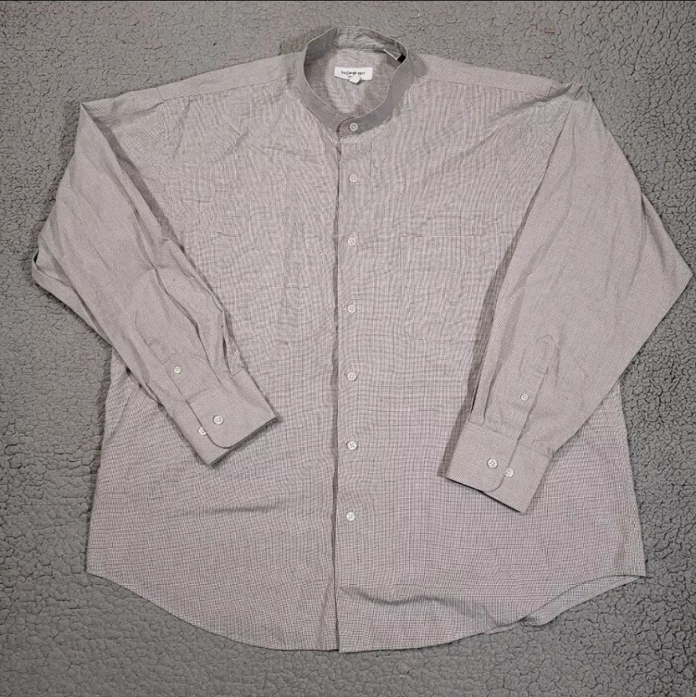 Yves Saint Laurent Shirt Men XL 18 34/35 Long Sleeve Designer Collared Button Up